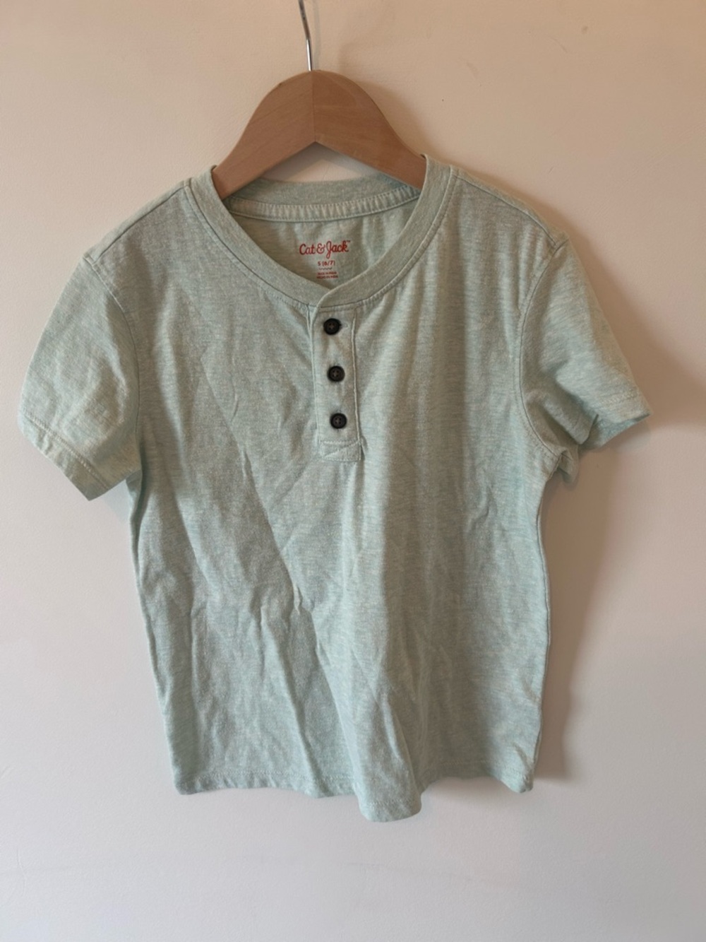 Cat & Jack Light Mint Henley Short Sleeve Tee